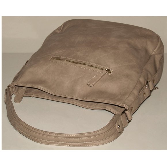 Madison West Large Vegan Leather Shoulder Tote Bag - Tan - Picture 5 of 10